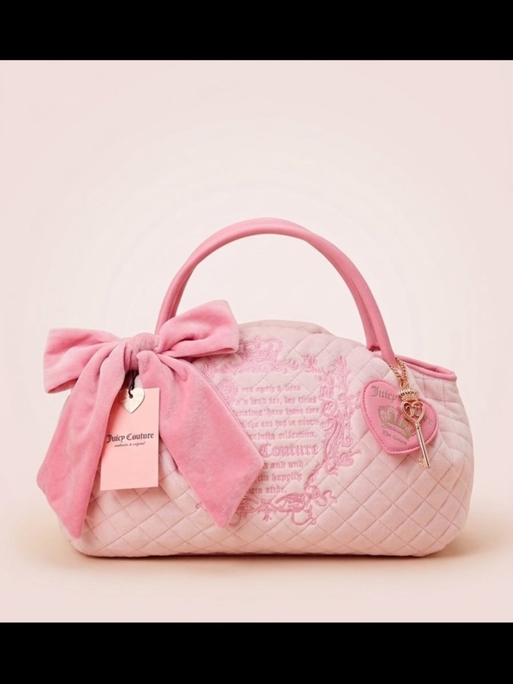 NWT Juicy Couture Juicy Tale Bowler Satchel quilted powder blush Pink - Picture 1 of 4